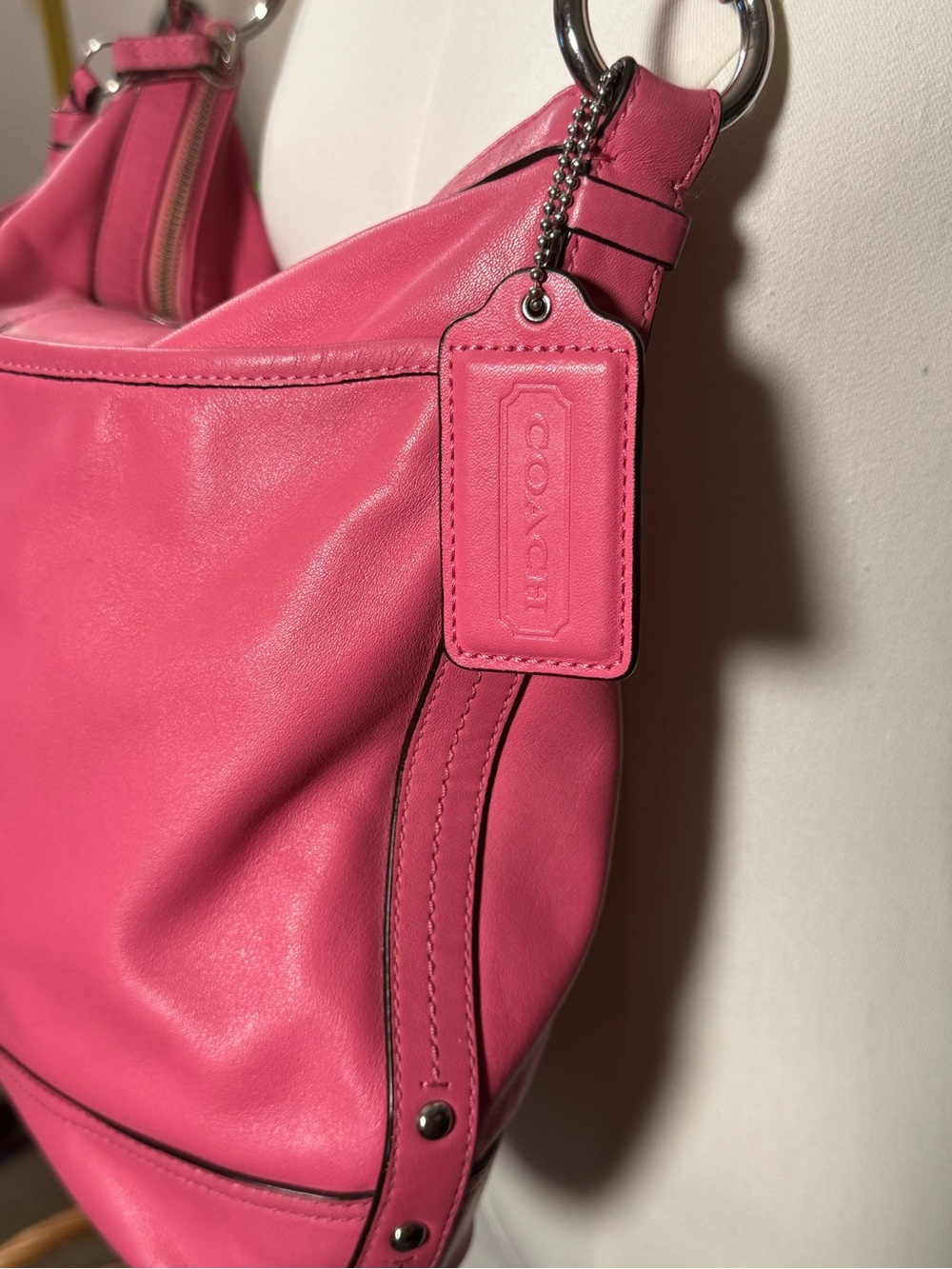 Coach Pink Leather Shoulder Bag - Picture 3 of 6